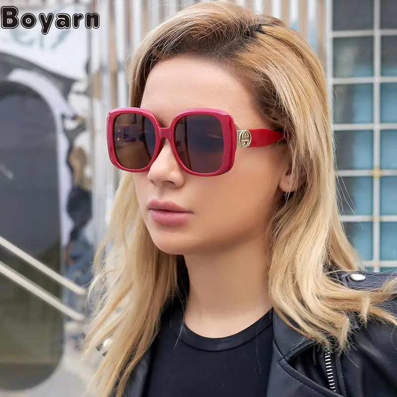 

Boyarn Steampunk Fashion Square Sunglasses Women's Fashion Foreign Trade Sunglasses Korean Version Large Frame Sunglasses W