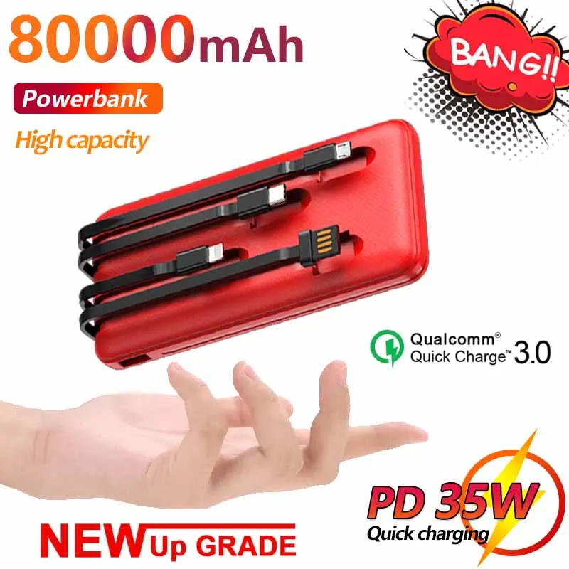

80000mAh Power Bank Digital Display External Battery Charger Fast Charging PowerBank Portable Power Bank Charger For Xiaomi