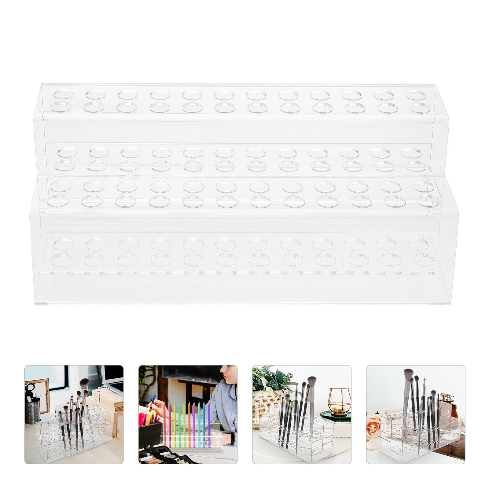 

Transparent Makeup Brush Rack Eyeliner Lip Liner Holder Brush Organizer