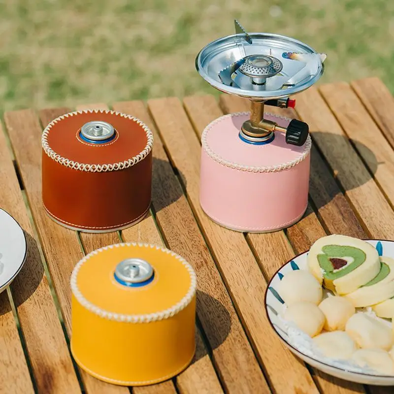 

Outdoor Cooking Gas Cylinder Cover Camping Portable Pu Leather Gas Tank Protector Storage Cover Multi-function Canister Cover