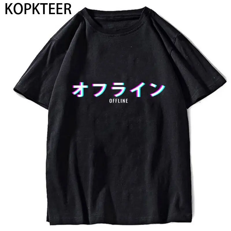 

Aesthetic Offline Japanese Text Vaporwave 2022 T Shirt Men's Summer Vintage Unisex Pattern Oversize Fashion Mens Graphic T-Shirt