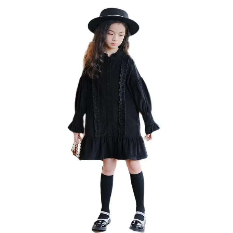 Осенне-зимнее детское вельветовое платье ZOETOP для девочек утепленное прямое