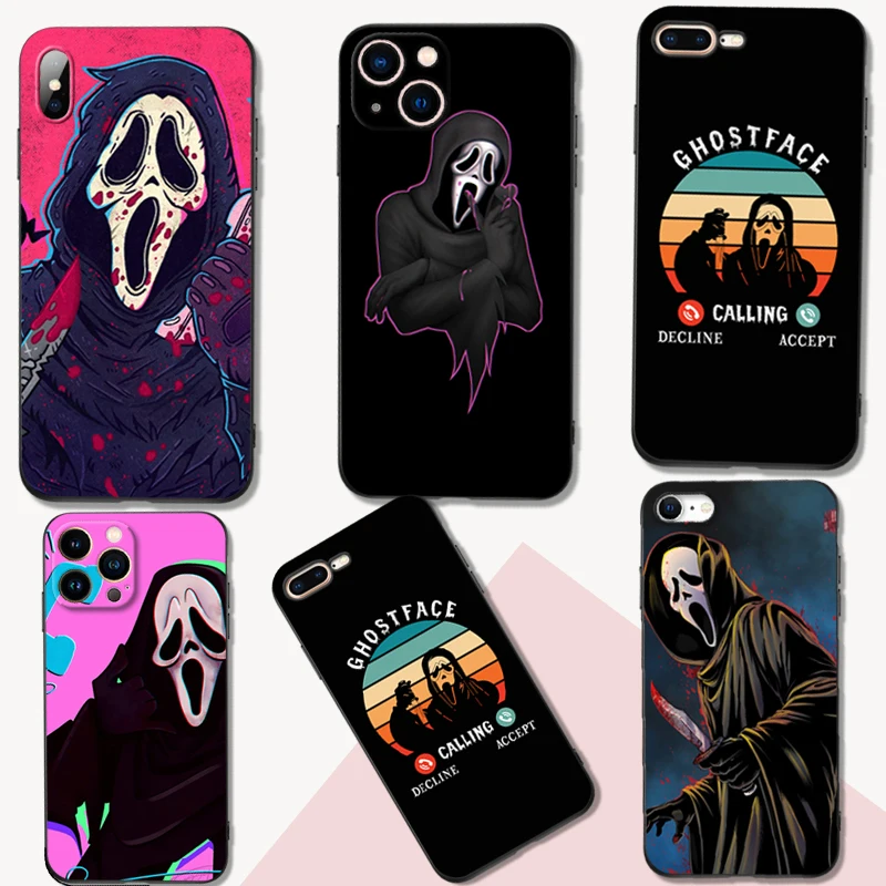 Black tpu case for iphone14 13 12 11mini pro MAX 5 5s se 2020 6 6s 7 8 plus x 10 XR XS cover Ghostface calling me hang up
