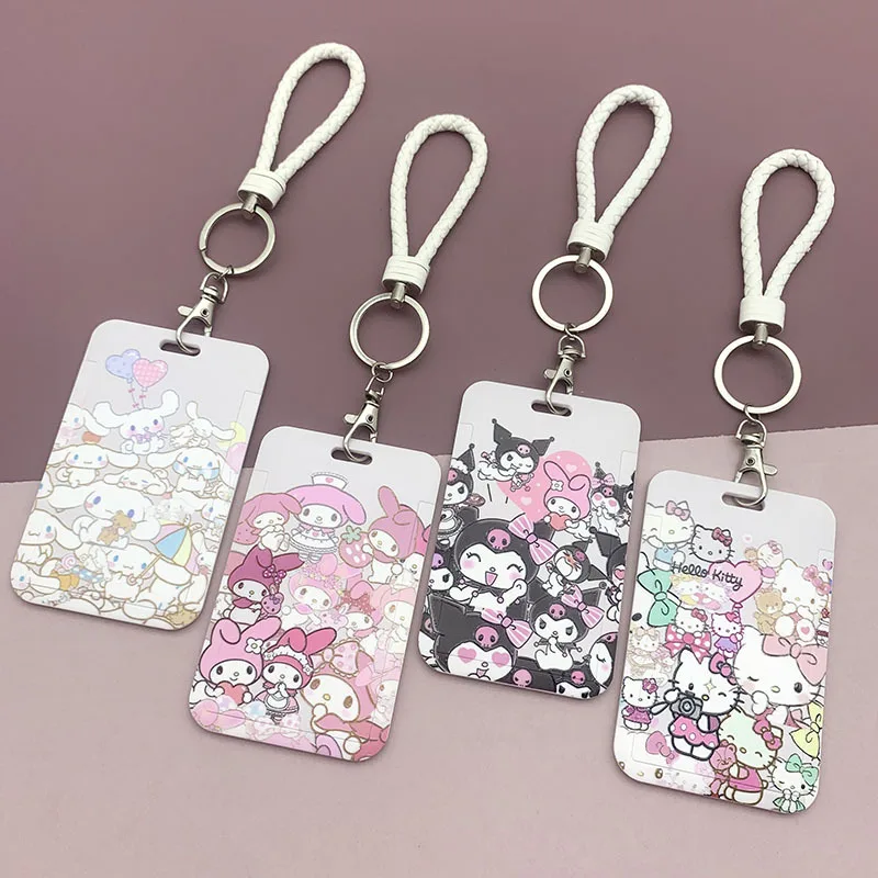 

11cm plush keychain Anime kawaii Toys Card hello kitty sanrio Kuromi Melody Cinnamoroll Plastic Lanyard Children kawaii Toy