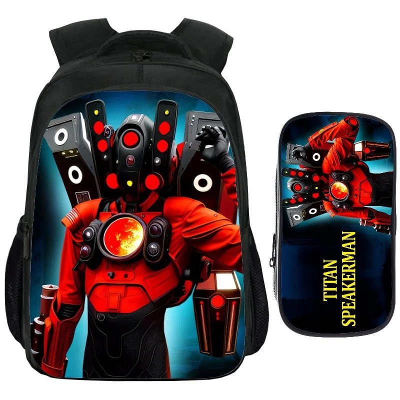 

Новый унитаз с принтом Skibidi, периферийный школьный портфель, мультяшный рюкзак, сумка для ручек, комплект из двух предметов, монитор