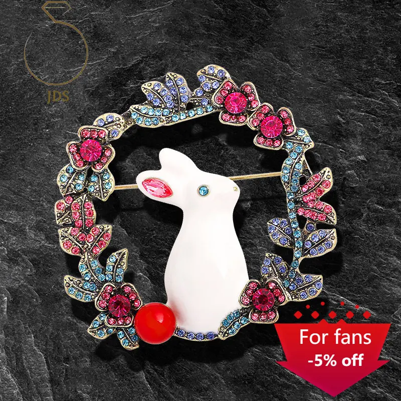

Luxury Brand Brooches for Women Designer Retro Brooch Dripping Rabbit Stereo Cute Animal Brooch Pin Female Free Shipping