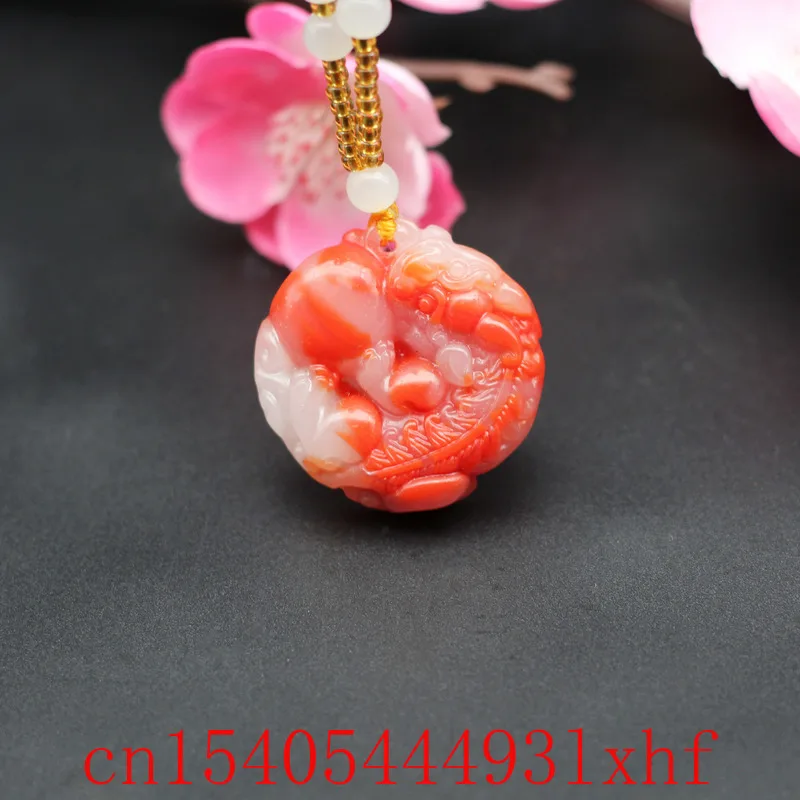 

Carved Pixiu Natural Red White Jade Pendant Necklace Fashion Fine Jewelry Jadeite Charm Amulet Gifts for Women Men Accessories