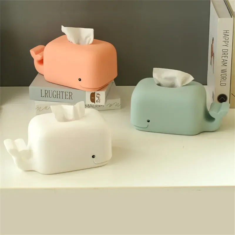 

Case Office Whale Phone Silicone Storage Home Bathroom Tissue Holder Desktop Dispenser Kitchen Holder Napkin Box Boxes Shape