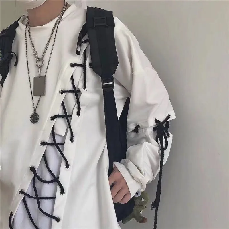 

Дизайнерская Толстовка в стиле хоп в стиле панк, пуловер в стиле хип-хоп, модная уличная одежда в японском стиле, яркая свободная Мужская оде...