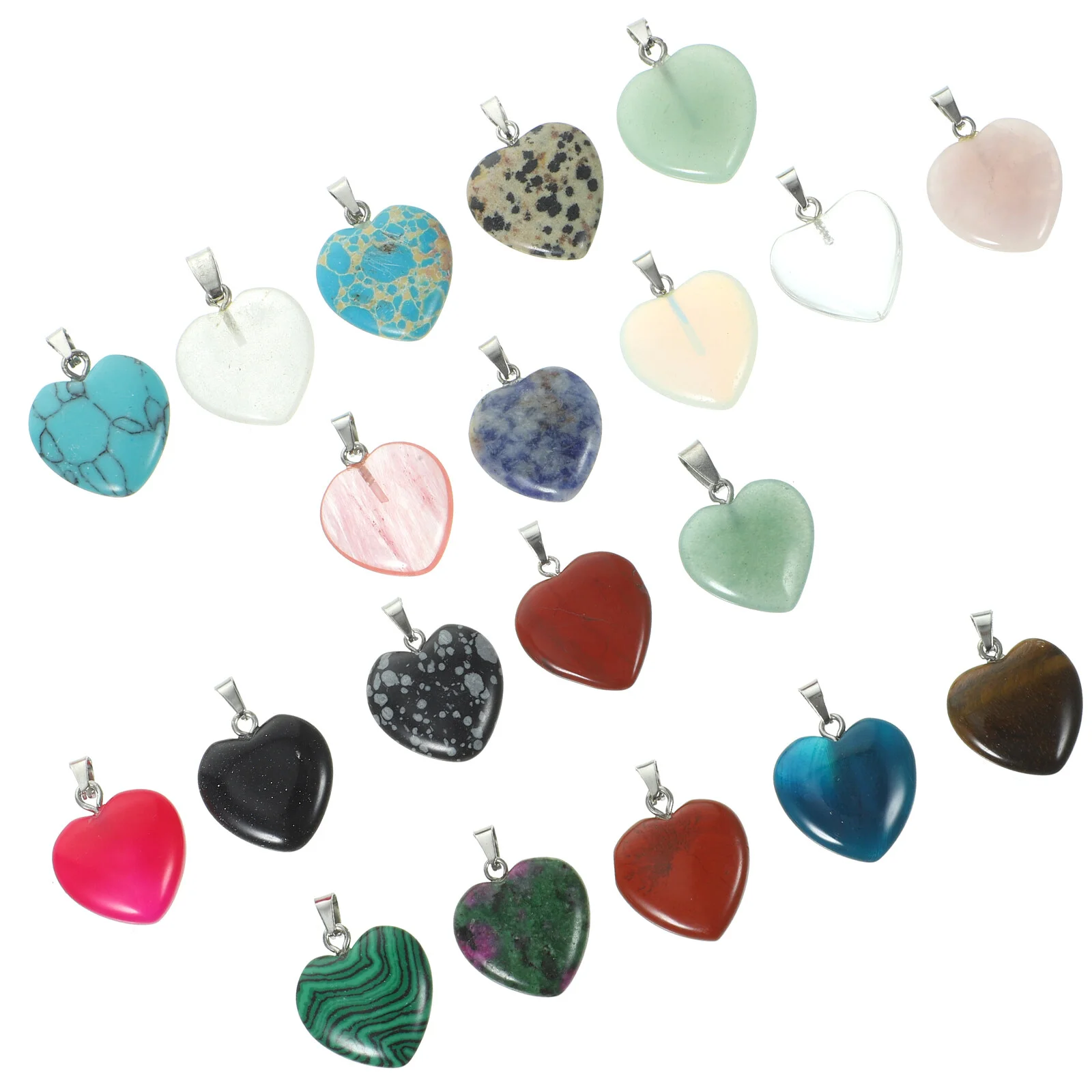 20 Pcs Ornament Heart Pendant Bracelet Adorable Decor Crafts Accessory Natural Crystal Hanging DIY