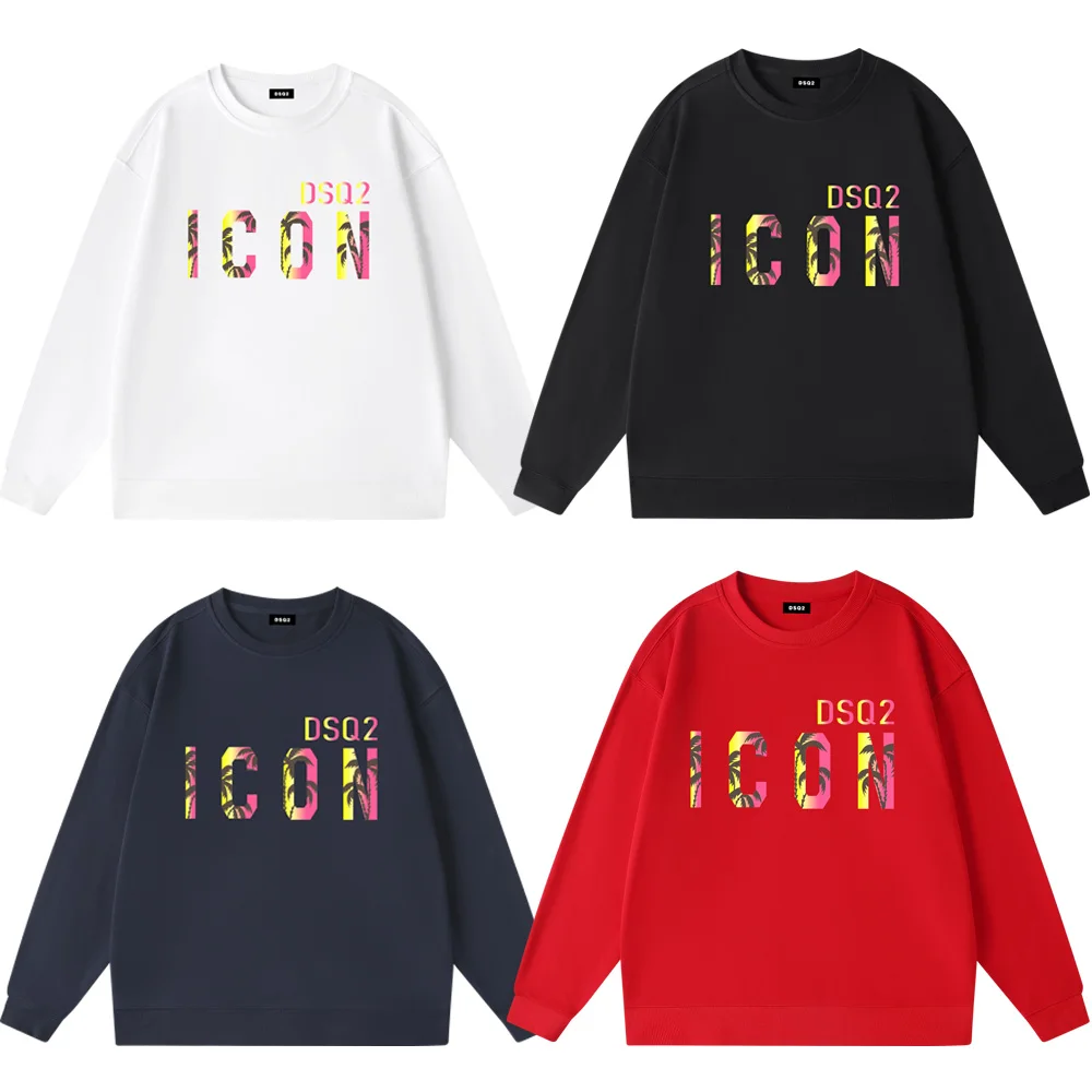 

Мужская и женская одежда DSQ2 ICON 2023, повседневный модный тренд, простой спортивный пуловер из чистого хлопка с надписью, подарок для мальчика или девушки