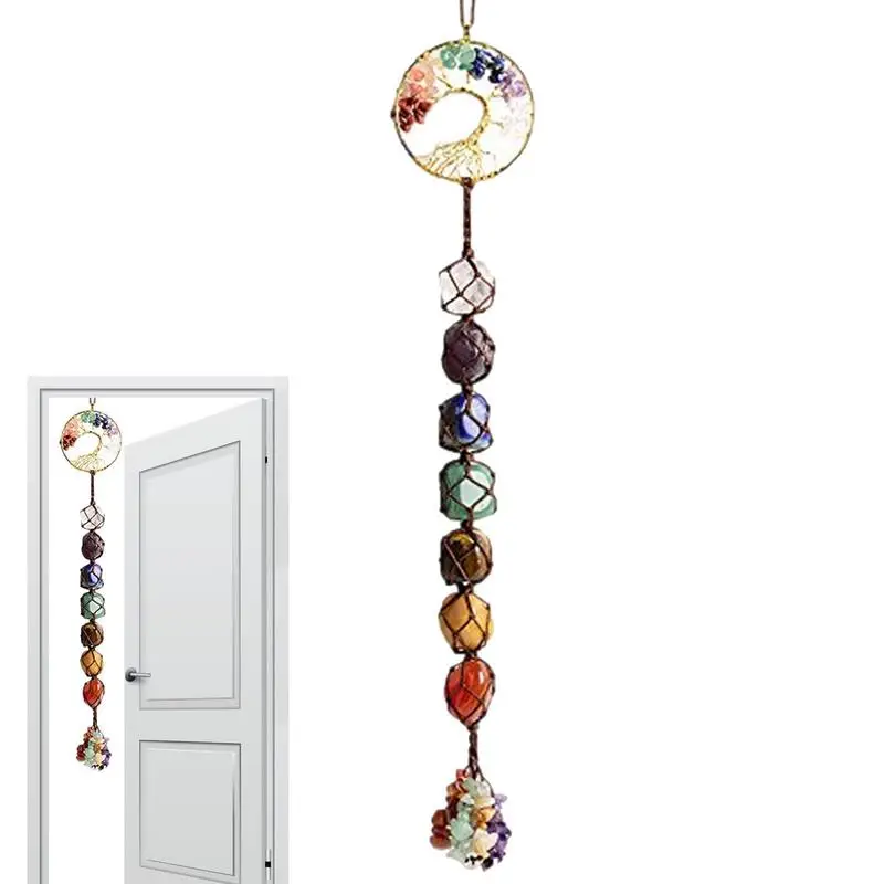 

Healing Crystal Hanging Accessories 7 Stones Natural Pendant Boho Hippie Crystal Car Rearview Mirror Hanging Accessories Decor