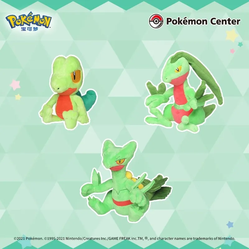 Фото Оригинальные аниме-игры Pokemon Fit Treecko, Grovyle & Sceptile, мягкая плюшевая игрушка-кукла №1