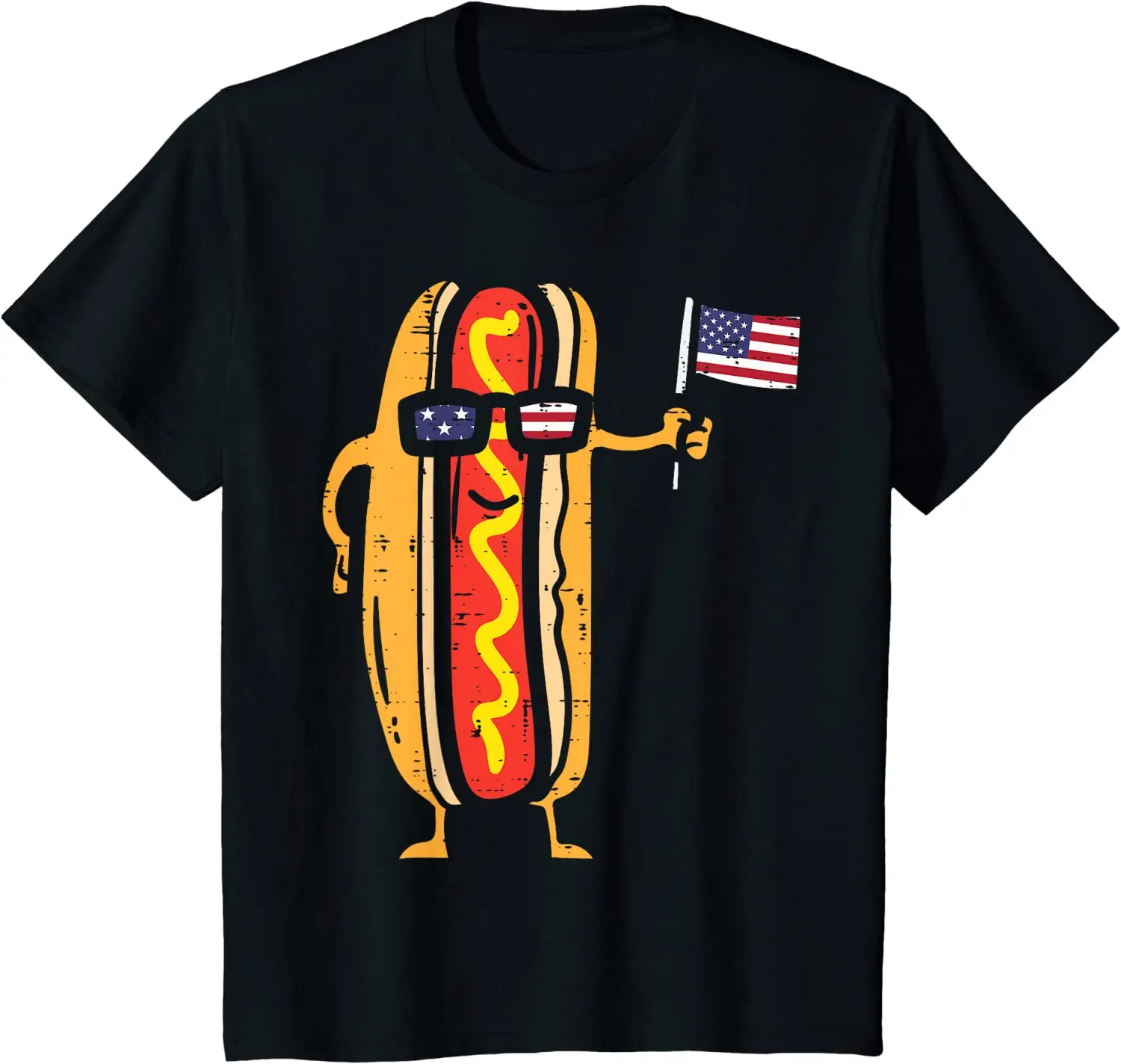 

Hotdog Sunglasses American Flag USA Funny 4th of July Fourth T-Shirt for Men Women Funny Independence Day Cotton Daily Casual