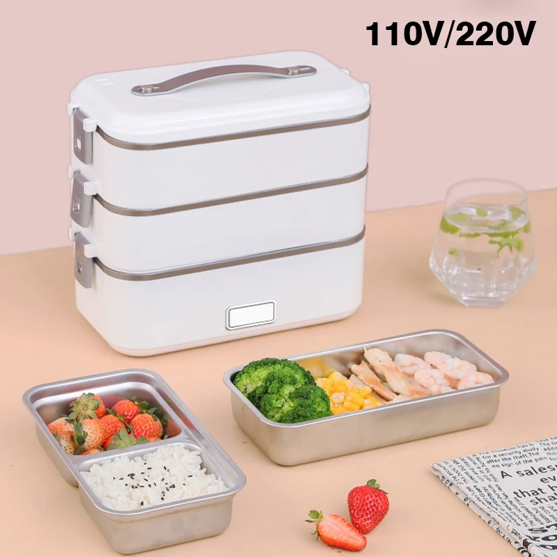 110V/220V Lunch Box Food Container Portable Electric Heating Insulation Dinnerware Food Storage Container Bento Lunch Box