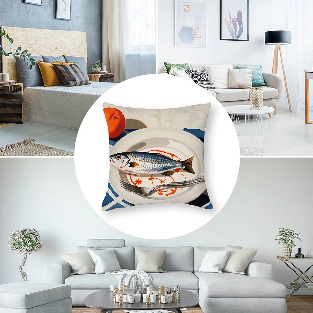 Красочная сардина лобстер рыба животное наволочка с 3D принтом полиэфирное