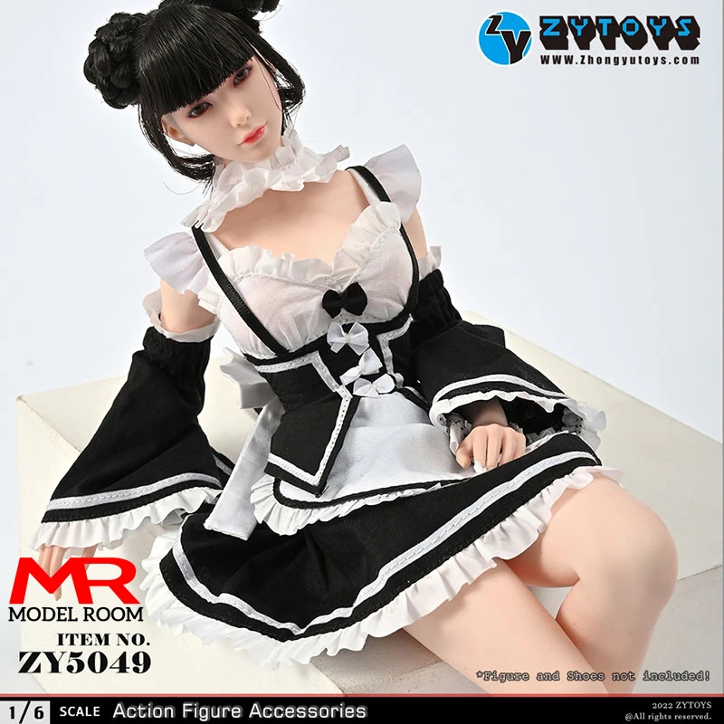 

ZYTOYS ZY5049 1/6 Scale Female Maid Outfit Maid Dress Armband Bow Tie Set Clothes Model Fit 12-inch Soldier Action Figure Body