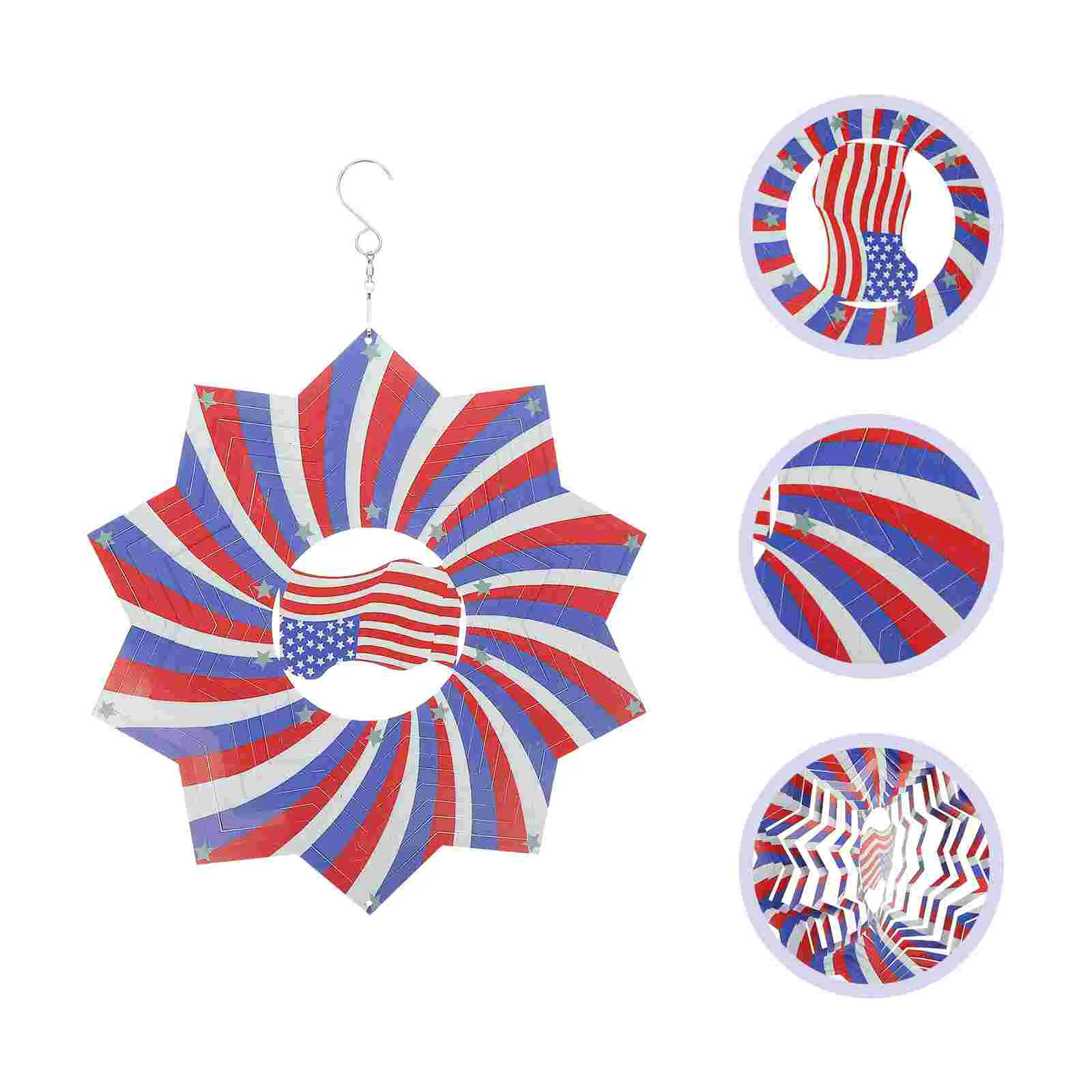 

Wind Chimeflag Patriotic 3D July 4Th Garden Decorationbell Hanging Independence Day Decor Us Chimes Outdoor Metal States United