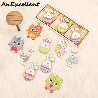 easter painting cute colorful rabbit eggs wooden bookmarks with ropes wooden book markers thin hanging tag with holes