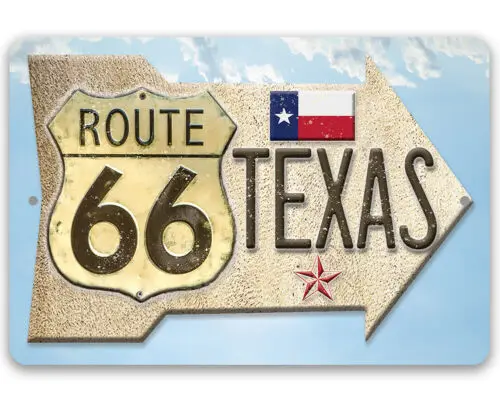 Фото Металлический знак-Route 66 Texas-Отличный домашний декор и подарок для тексанов №1