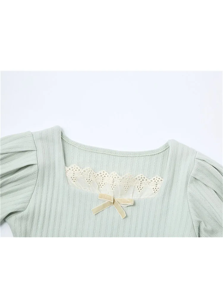 Кроп-топ женский трикотажный с квадратным вырезом и коротким рукавом |