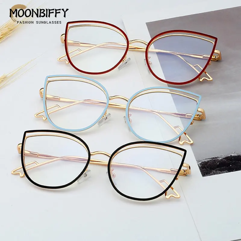 

Anti Blue Light Eyeglasses for Women Fashion Cat Eye Metal Frame Luxury Designer Glasses Frame Woman Sexy Computer Goggles