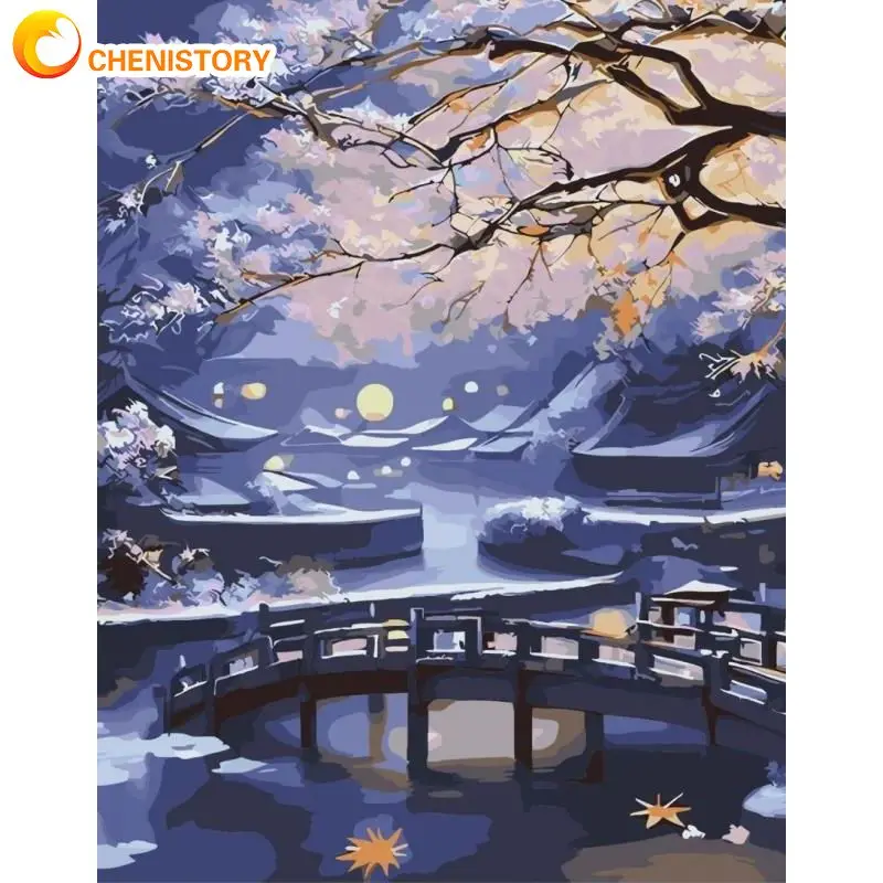 

CHENISTORY Modern Painting By Numbers For Adults Handpainted Landscape Drawing On Numbers Wall Art Home Decors Paint Kit Gift