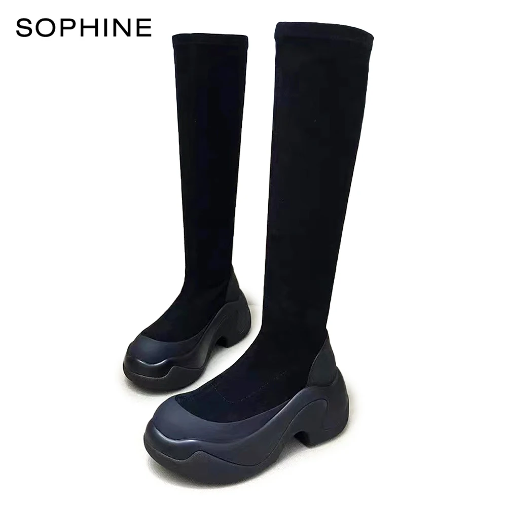 

Модные зимние высокие ботинки, брендовая дизайнерская женская обувь нового стиля, бархатные ботинки из воловьей кожи