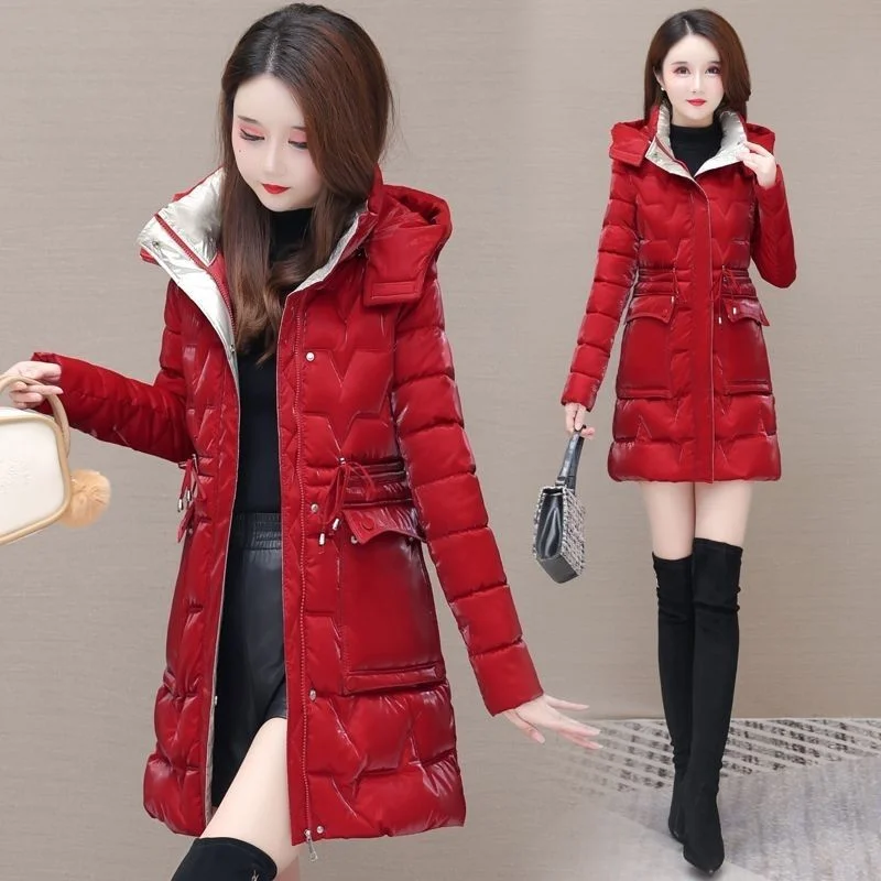 2023 распродажа стеганая куртка длинное плотное глянцевое пальто с хлопковой