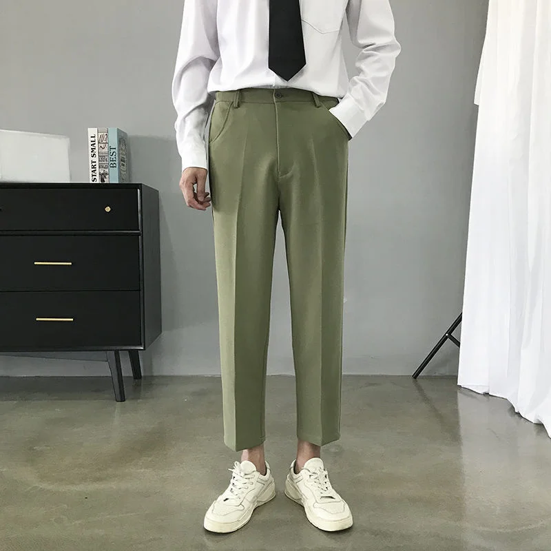 

Korean Fashion Men's Formal Trousers Casual Blazer Pants Elegant Male Black Dress Pants Classic Suit Pants Business Wear Slim