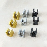40pcs square shape brass glass clamps shelf glass clips shelves support brackets u clamp holder brushed gold for 5 12mm fg922