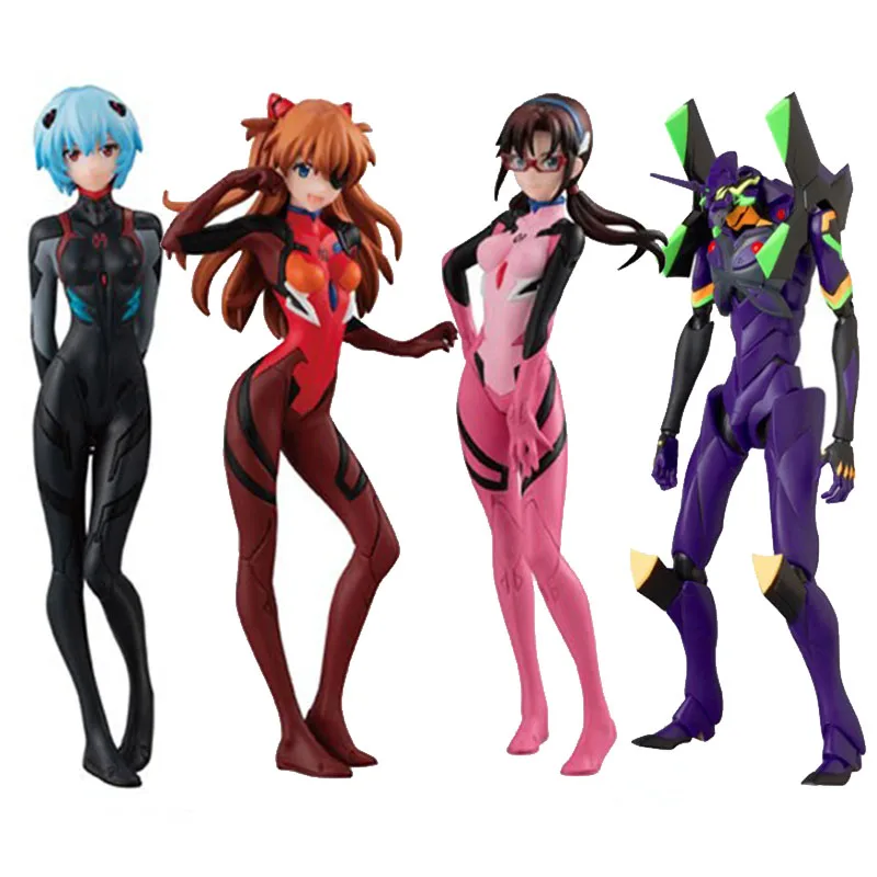 

4 шт./1 комплект фигурки аниме Ayanami RAI EVA, Asuka Langley Soryu, театральная версия, стоящая модель 11 см, ПВХ детские игрушки, статическая кукла