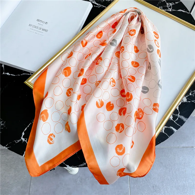 

Elegant Kerchief Neck Scarfs Ladies Square Headband Hair Scarf For Women 70*70CM Small Shawls and Wraps Bandana Head Bag Scarves