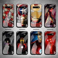 marvel superhero iron man phone case tempered glass for samsung s20 plus s7 s8 s9 s10 note 8 9 10 plus