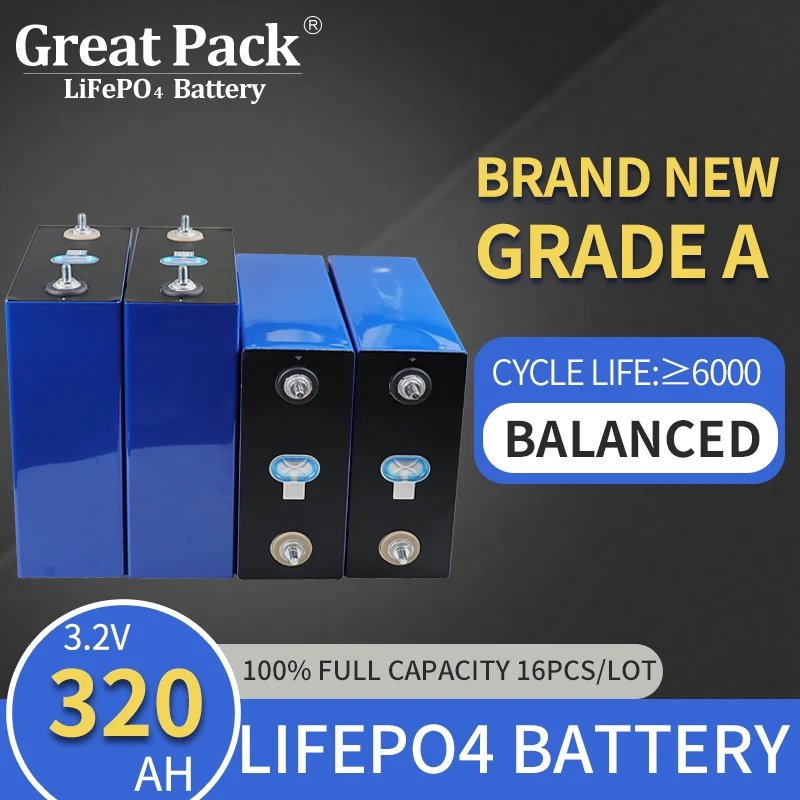 

Аккумуляторная батарея LiFePO4 глубокого цикла, 4 шт., 3,2 в, 100% Ач, полнофункциональный литий-железо-фосфат класса А с шиной