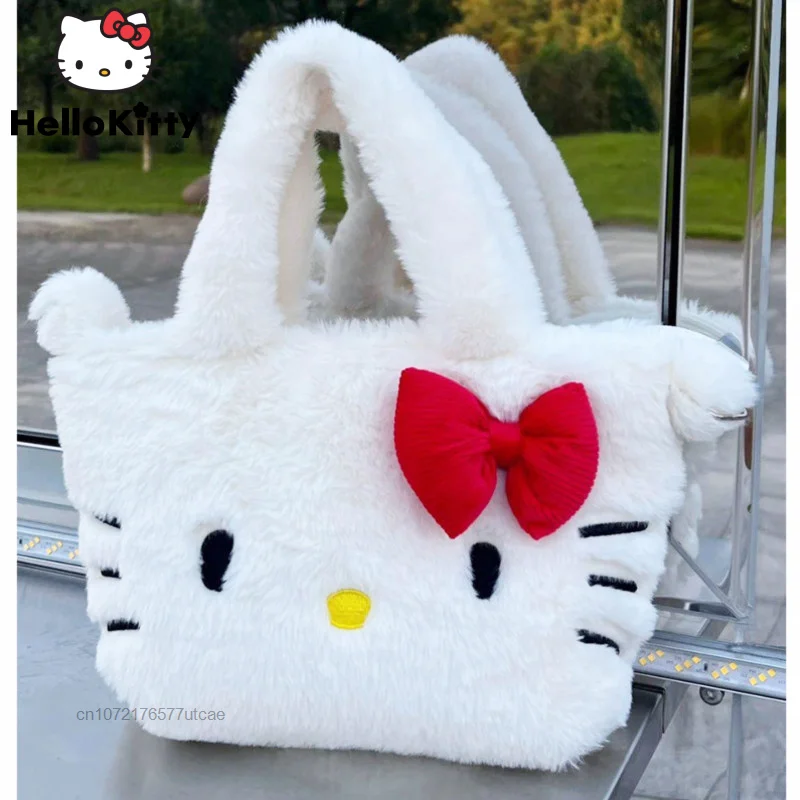 Hello Kitty Sanrio Y2k Handbags Autumn Winter Kawaii Plush Milk Cotton Crossbody Bag Fluffy Single Shoulder Bag Messenger Bags