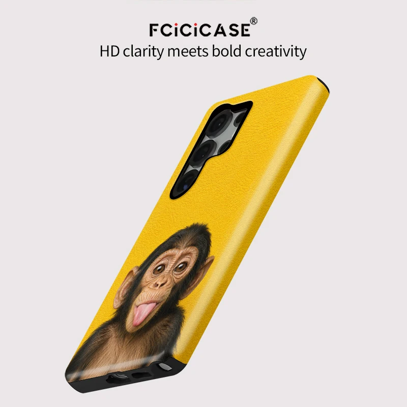 Фото Противоударный чехол Fcicicase для Samsung Galaxy S26 Ultra S25 S24 S23 Plus S22 A16 A26 A36 A56 5G с забавным изображением обезьяны, из ПК и ТПУ. №5