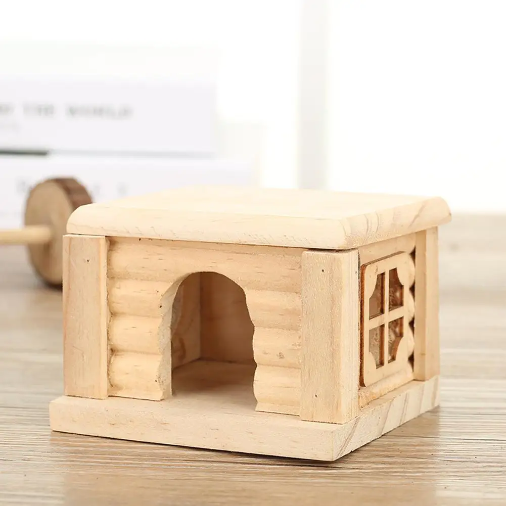 

NEW Hamster Wooden House With Window Removable Top Fine Workmanship Hideout House Playpen Small Pet Supplies