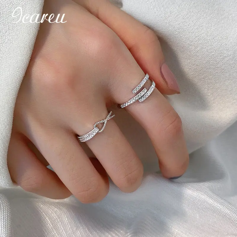 

Korean Knotted Cross Ring Women's Fashion Opening Adjustable Design Finger Ring Luxury Designer Jewelry Gift for Girlfriend