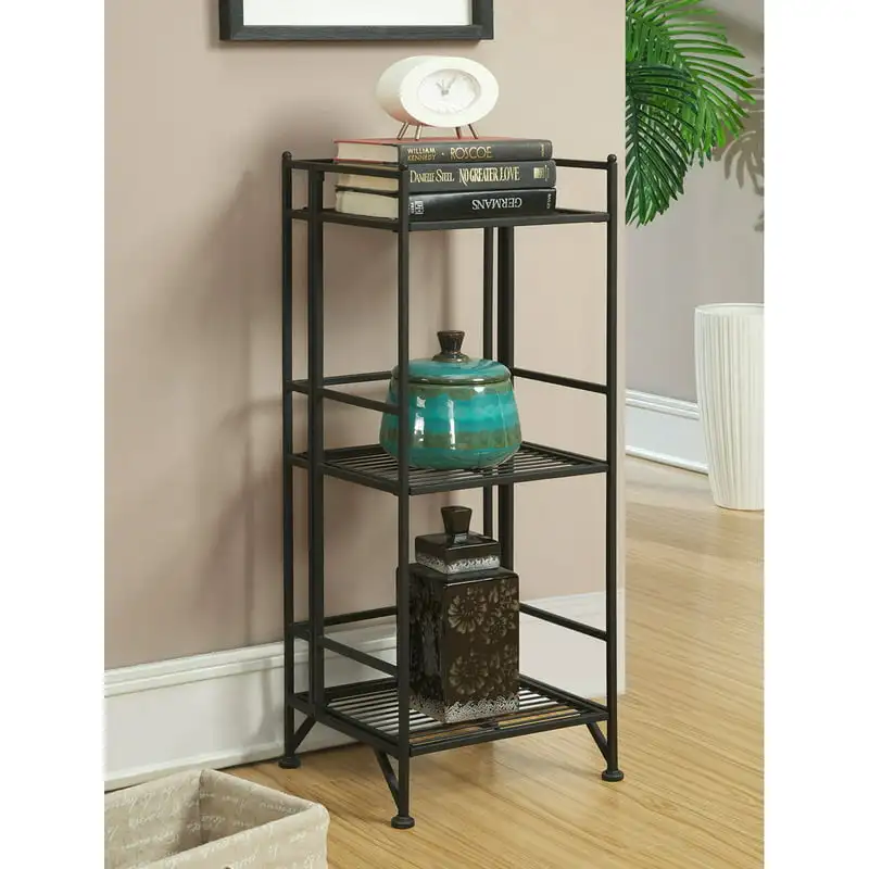 

3 Tier Folding Metal Bookcase