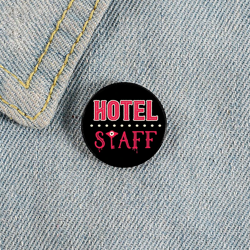 

Hazbin Hotel Staff Printed Pin Custom Funny Brooches Shirt Lapel Bag Cute Badge Cartoon Cute Jewelry Gift for Lover Girl Friends