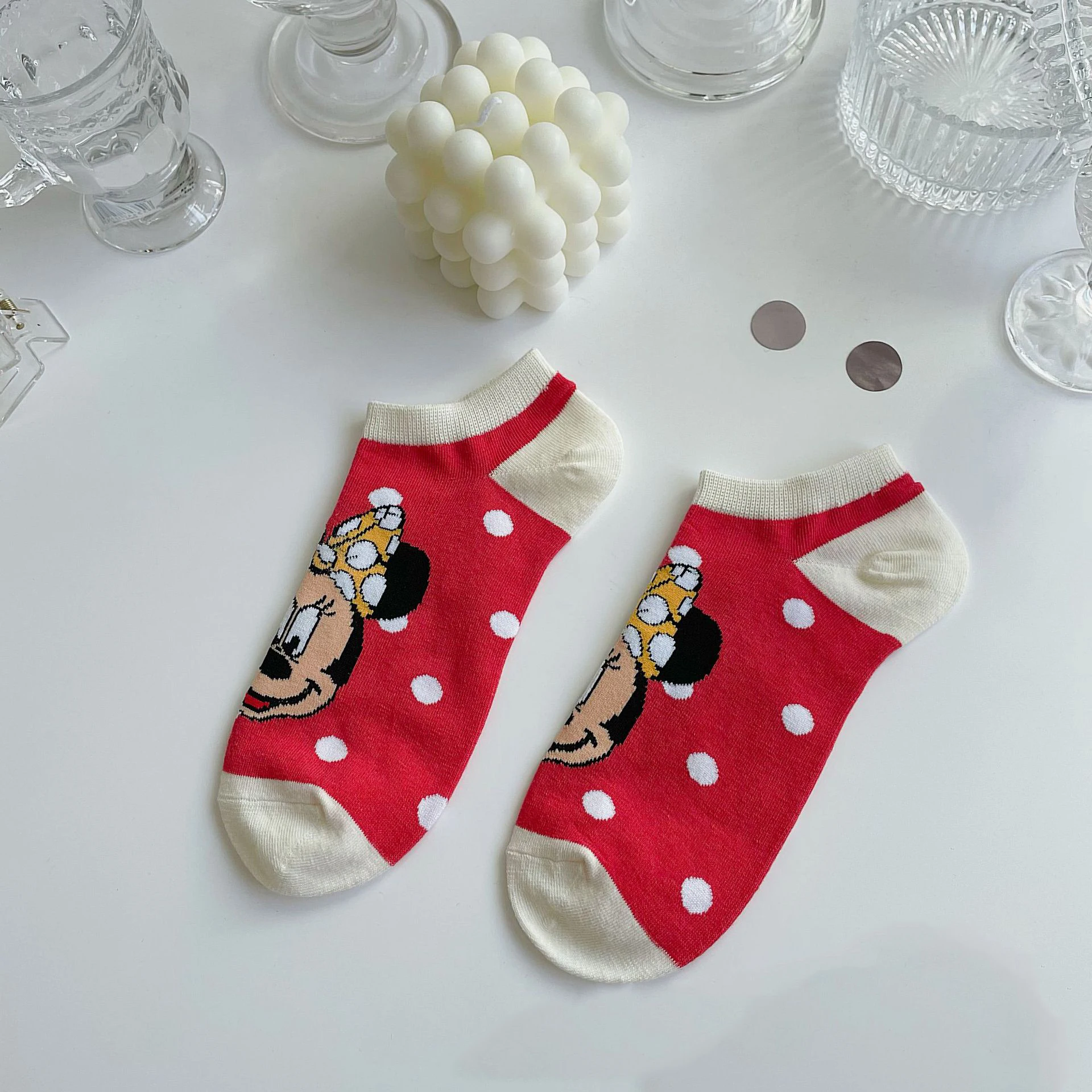 Женские короткие носки Disney милые хлопковые для девочек и мальчиков с Микки