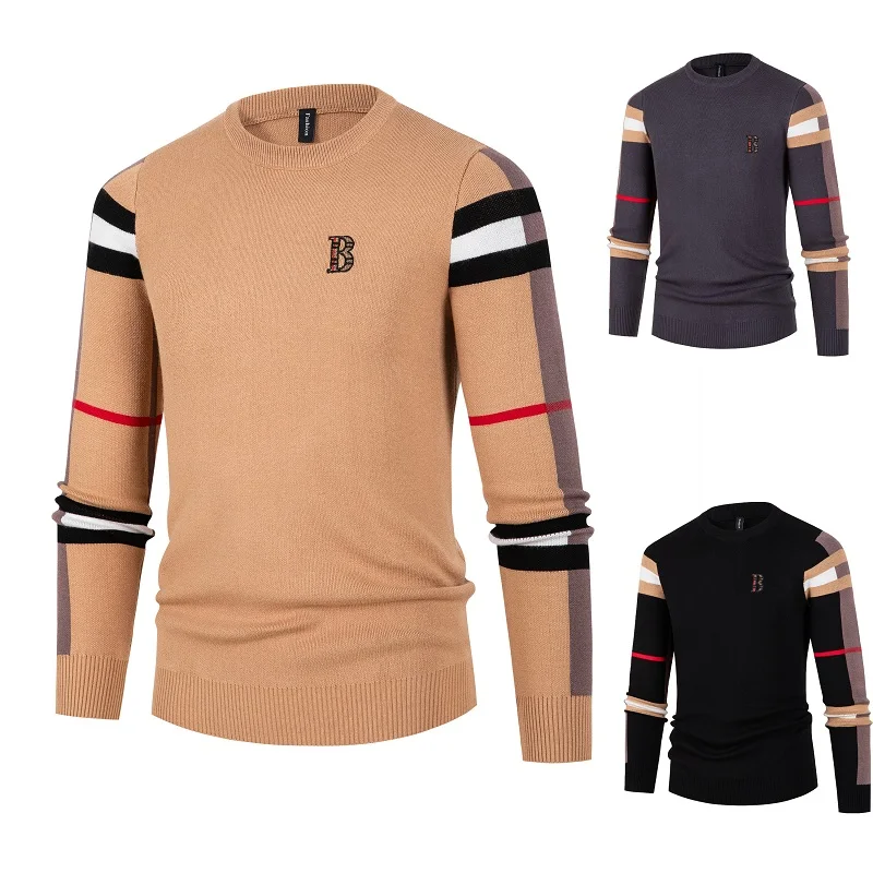 

2023 Autumn Winter Luxury Design Knitwear Men Classic Casual Stripe Plaid Pullovers Cashmere Business High End Soft Warm Sweater