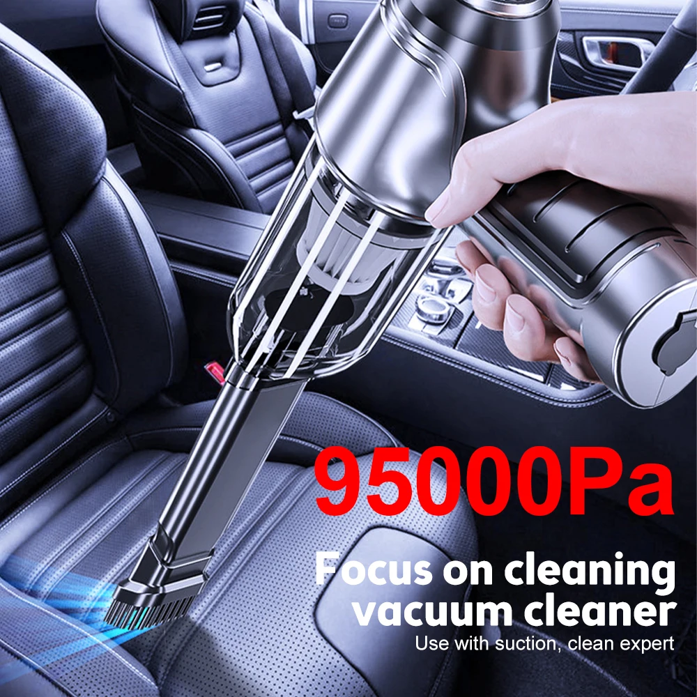 

95000Pa Wireless Car Vacuum Cleaner Rechargeable Cordless Home Car Dual Use Handheld Auto Vaccum Cleaners With Built-in Battrery