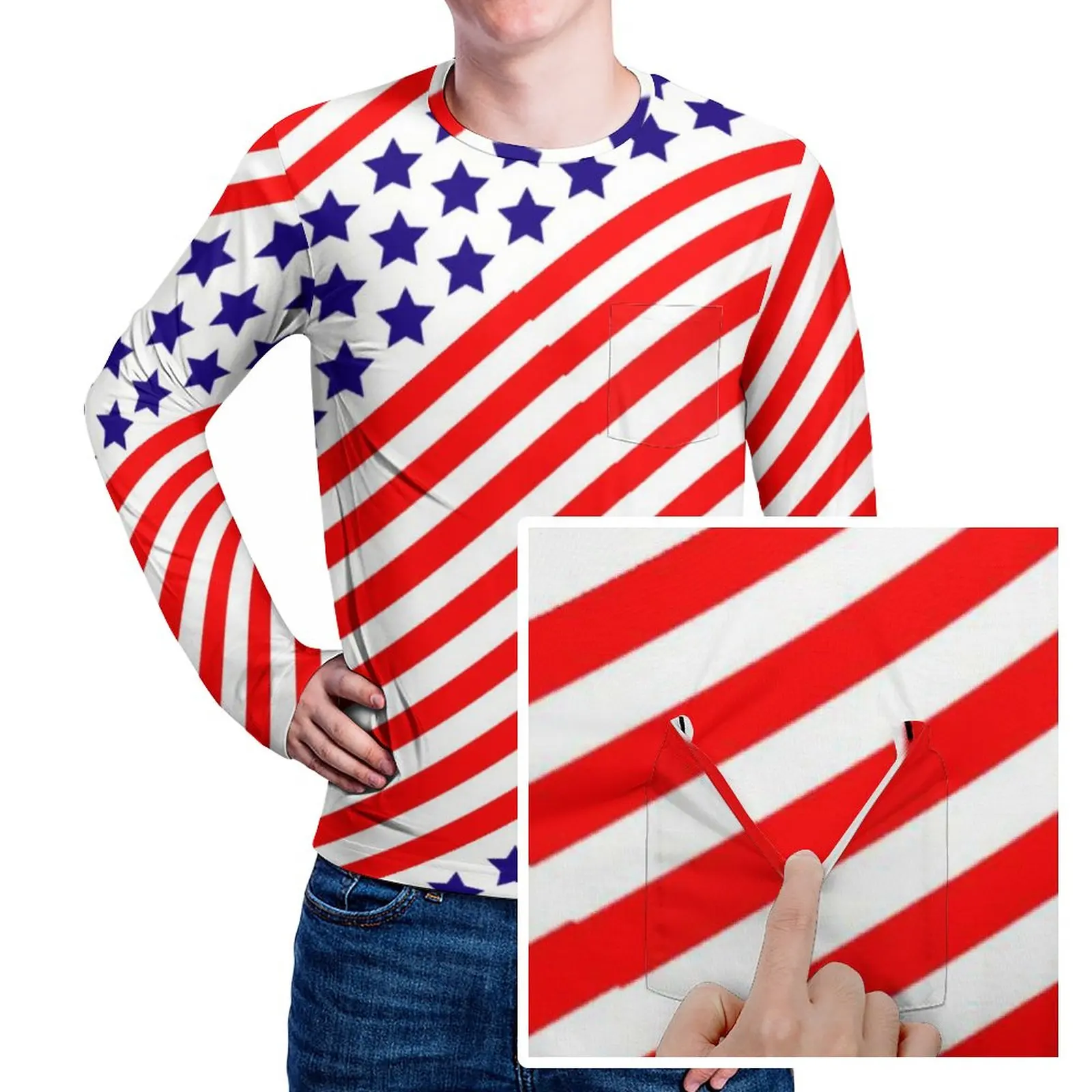 

Мужская футболка в полоску и с длинным рукавом, в стиле ретро