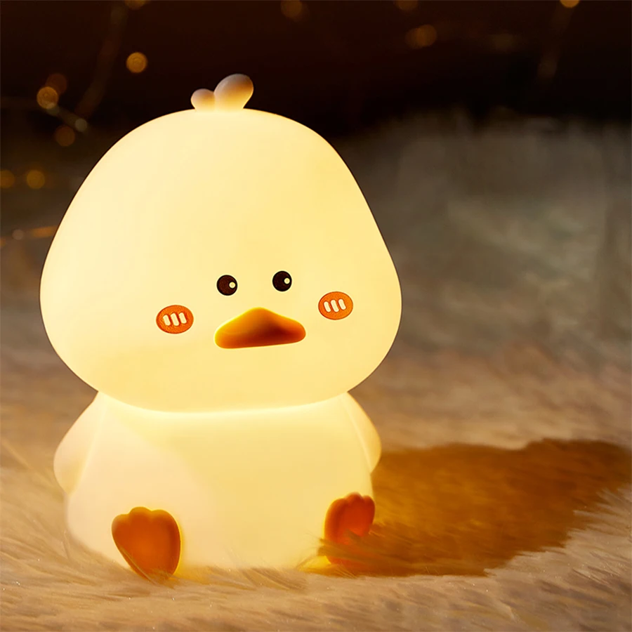 

LED Night Light Cute Duck Night Lamp Silicone Rechargeable Light Dimmable Patting Lamp Bedroom Bedside Light Home Decor Kid Gift