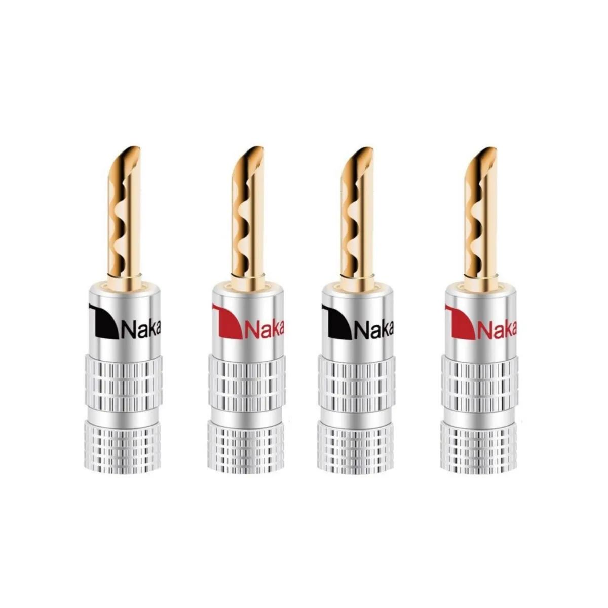 

4pcs/2pairs Nakamichi BANANA PLUGS 24K Gold-plated 4MM Banana Connector with Screw Lock For Audio Jack Speaker Plugs Black&Red