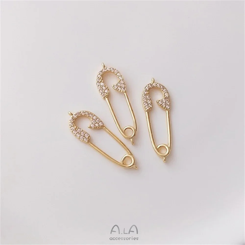 Сумка 14 К из настоящего золота с цирконом в форме булавки двойные подвесные