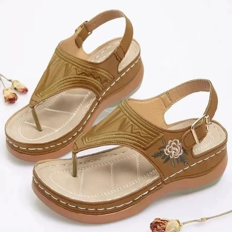 

Сандалии женские с цветочным принтом, пляжная обувь, ремешок с пряжкой, шлепанцы, муфта