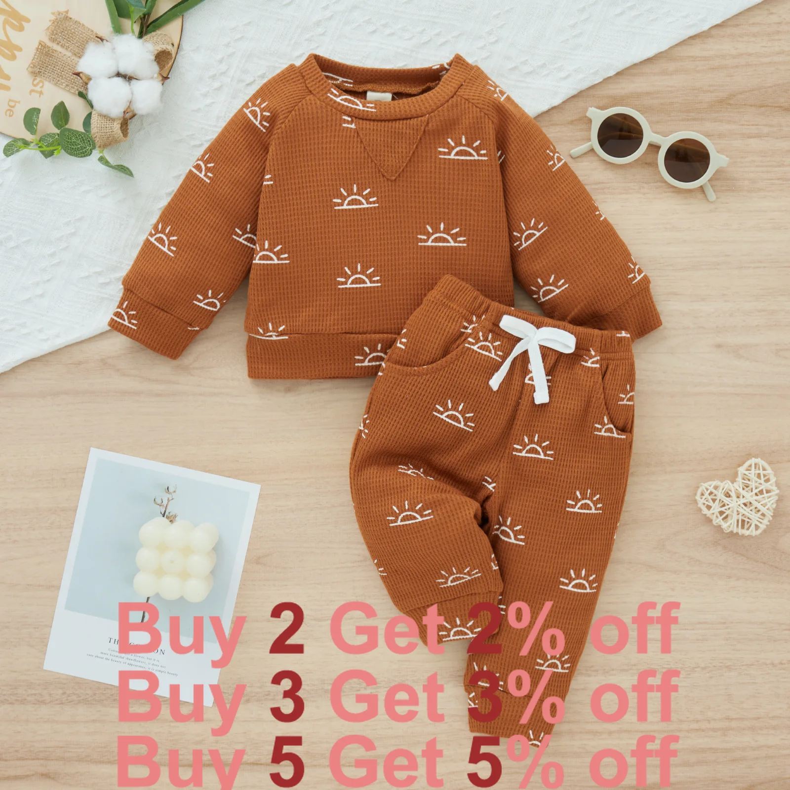 

Baby Boy Summer Clothes 6 Months Infant Spring Outfits Toddler Solid Sun Print Top + Pants 2pcs Set Children Clothing Sets